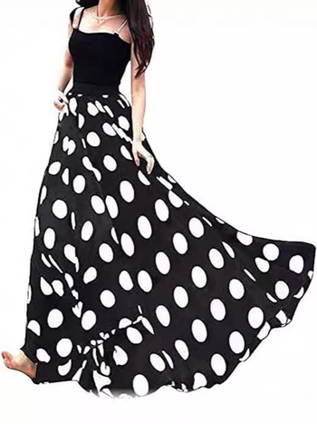 Φούστα Α γραμμής με 3D μοτίβο, μακριά, εκτυπωμένο ύφασμα Spandex, άνοιξη 2024