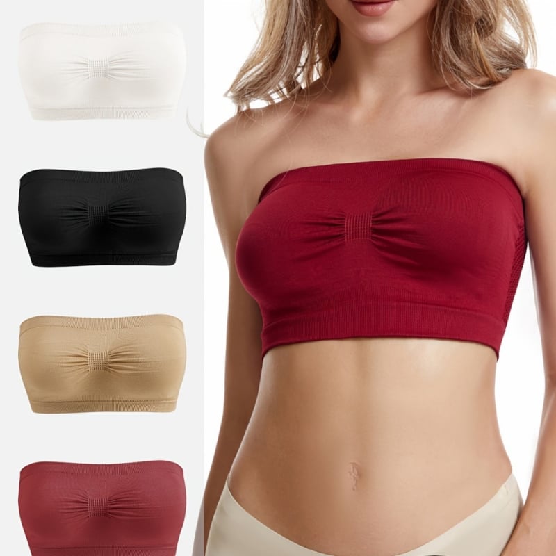 Потник без презрамки с корсетен стил – дишащ найлонов плат 80–90%, безшевен, ултра тънки оформени чашки, пълни чашки