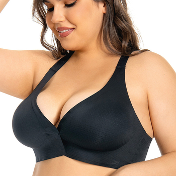 Plus-Size σουτιέν με μπροστινό κούμπωμα, χωρίς ραφές στην πλάτη, πλήρους κάλυψης cups, Push-Up, λεπτές διαμορφωμένες cups, νάιλον