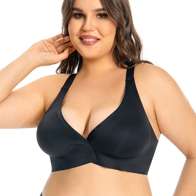 Plus-Size σουτιέν με μπροστινό κούμπωμα, χωρίς ραφές στην πλάτη, πλήρους κάλυψης cups, Push-Up, λεπτές διαμορφωμένες cups, νάιλον