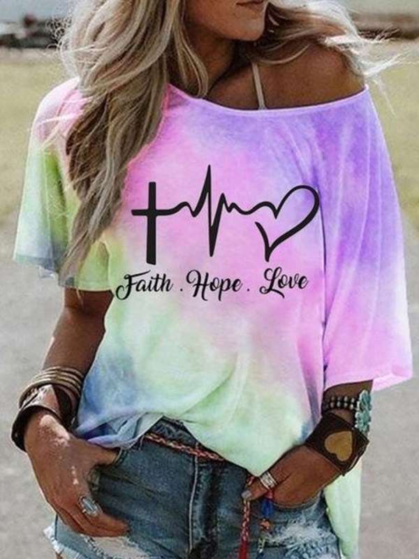 Tricou din poliester cu imprimeu litere/numere, croială lejeră, mâneci ½, guler rotund