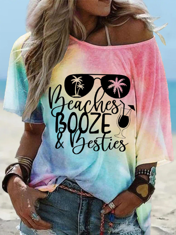 Tricou din poliester cu imprimeu litere/numere, croială lejeră, mâneci ½, guler rotund