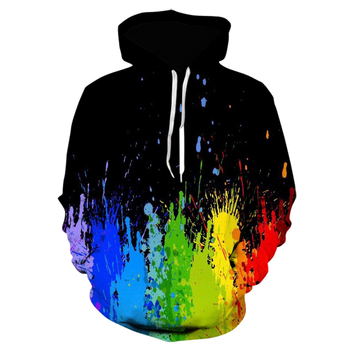 Худи пуловер с дигитален принт на карикатура, 100% полиестер, свободна кройка