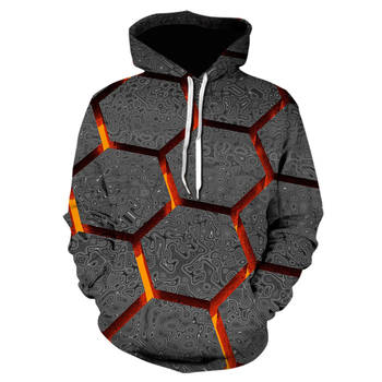 Худи пуловер с дигитален принт на карикатура, 100% полиестер, свободна кройка