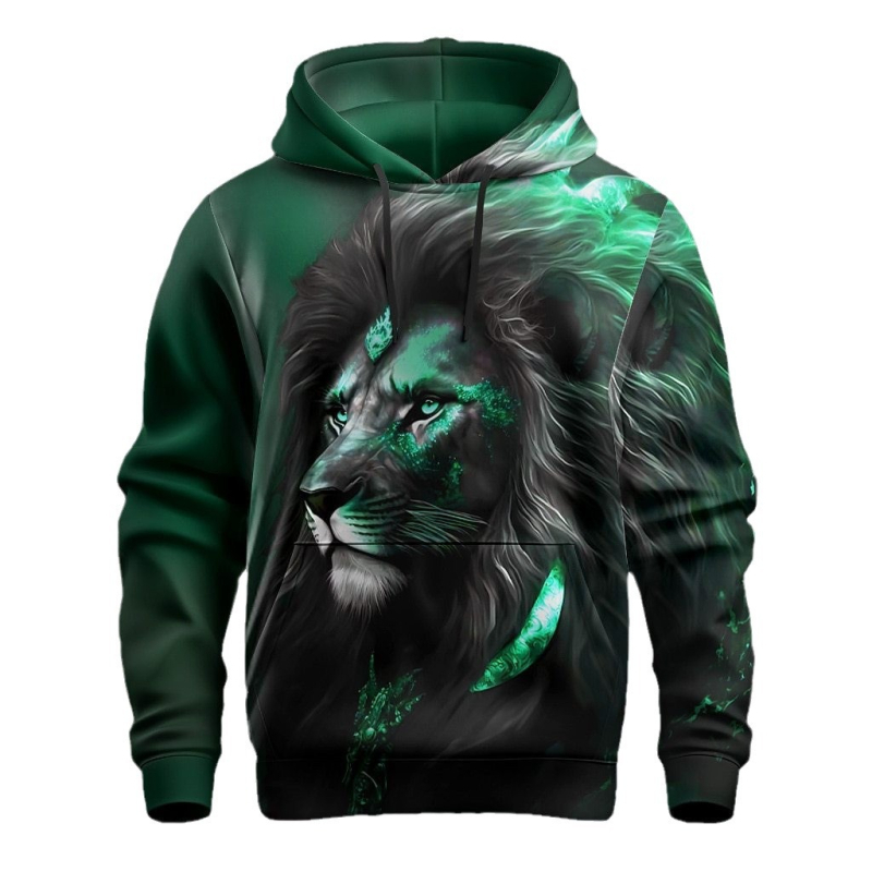 Ανδρικό φούτερ με κουκούλα — 3D εκτύπωση λιονταριού, Harajuku Y2K στυλ, στρογγυλό λαιμό, ψηφιακή εκτύπωση σε πολυεστέρα Air Layer