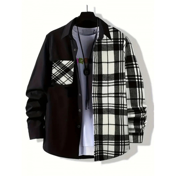 Vyriški Cotton-Blend languoti marškiniai su apykakle Lapel, ilgos rankovės, prigludęs kirpimas