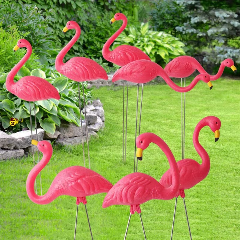 Фламинго градинска декоративна фигура, HDPE материал, инжекционно формована, полу ръчна и полу механична изработка, симулирано животно