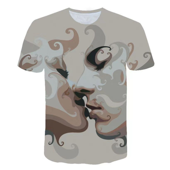 Μπλουζάκι με 3D ψηφιακή εκτύπωση προσώπου, πολυεστέρας, άνετη γραμμή, στρογγυλός λαιμός