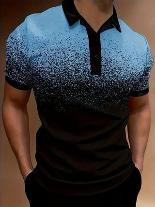 Polo krekls ar gradientu apdruku un tie-dye, ātri žāvēšana, brīvs griezums, kolāžas šūšana