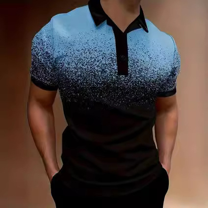 Polo krekls ar gradientu apdruku un tie-dye, ātri žāvēšana, brīvs griezums, kolāžas šūšana