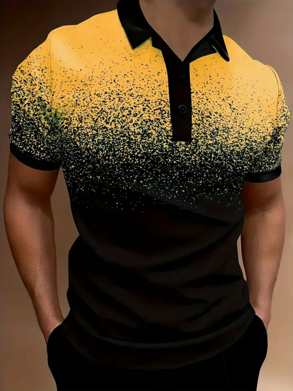 Polo krekls ar gradientu apdruku un tie-dye, ātri žāvēšana, brīvs griezums, kolāžas šūšana