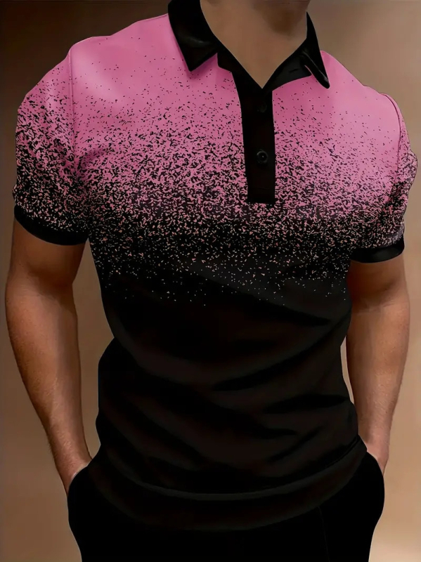 Polo krekls ar gradientu apdruku un tie-dye, ātri žāvēšana, brīvs griezums, kolāžas šūšana