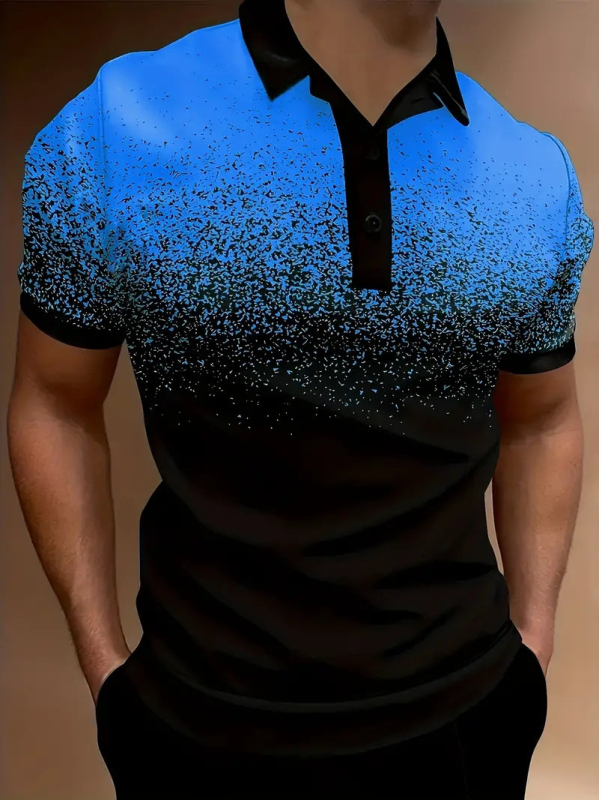 Polo krekls ar gradientu apdruku un tie-dye, ātri žāvēšana, brīvs griezums, kolāžas šūšana