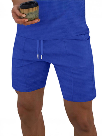 Ανδρικά αθλητικά σορτς – ύφασμα βάφλα, 95% πολυεστέρας, μικροελαστικότητα, ευθεία κοπή