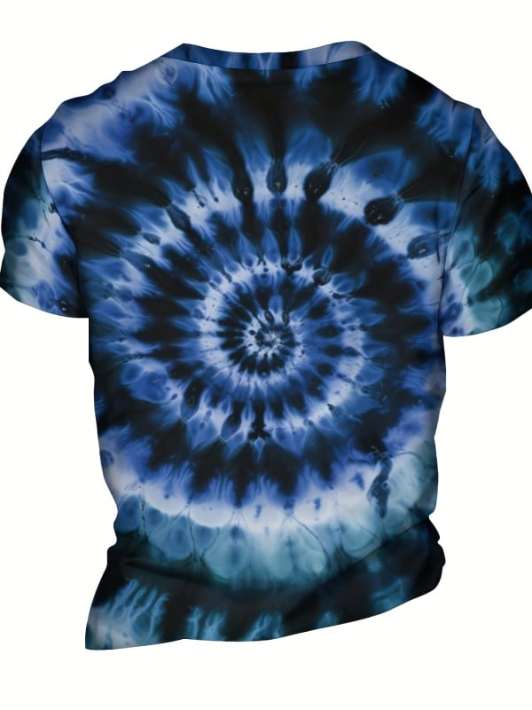 Tricou bărbătesc cu guler rotund, mâneci scurte, imprimeu Rainbow Swirl 3D digital, poliester, croială lejeră, vară, elimină umezeala