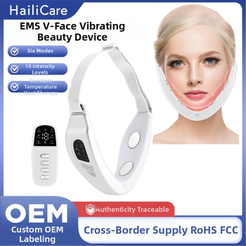 EMS mikro strāvas sejas masāžas ierīce ar attālināto kontroli, paredzēta pacelt un veidot V formas seju; funkcijas: negatīvie joni, infrasarkanais stars un krāsains gaisma; iebūvēts 300–500 mAh akumulators; IPX4 ūdensizturība.