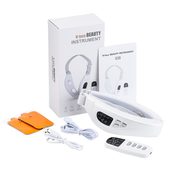 EMS mikro strāvas sejas masāžas ierīce ar attālināto kontroli, paredzēta pacelt un veidot V formas seju; funkcijas: negatīvie joni, infrasarkanais stars un krāsains gaisma; iebūvēts 300–500 mAh akumulators; IPX4 ūdensizturība.