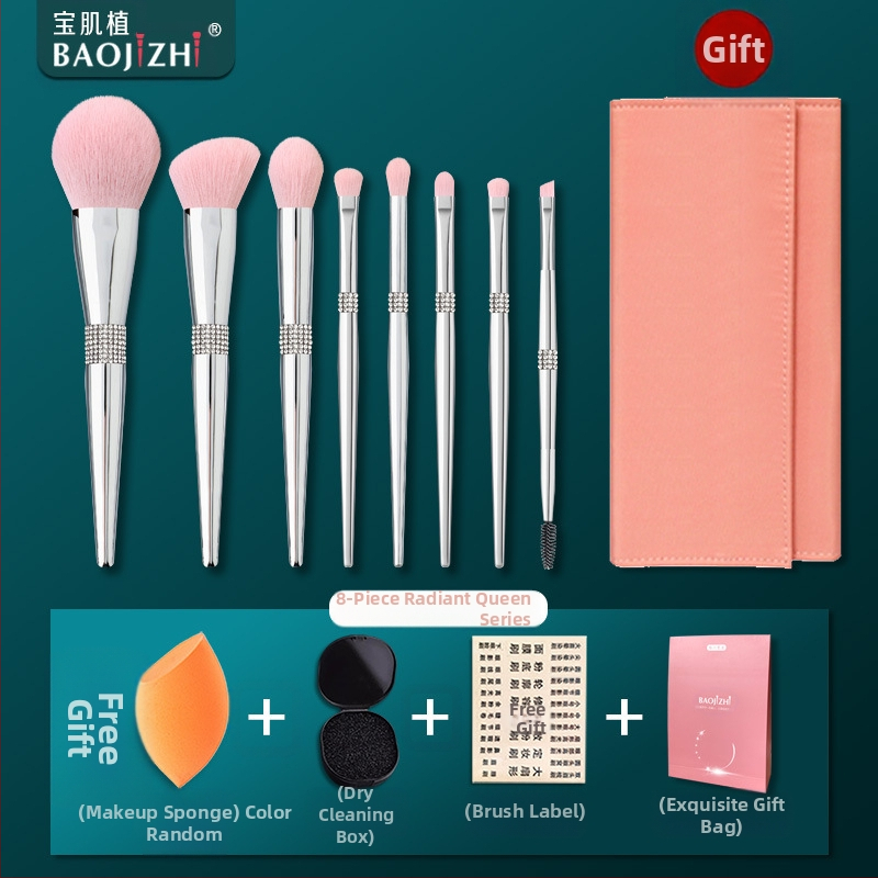 Σετ 12 πινέλων μακιγιάζ με συνθετικές τρίχες, ξύλινες λαβές, μακριές λαβές, σε κουτί