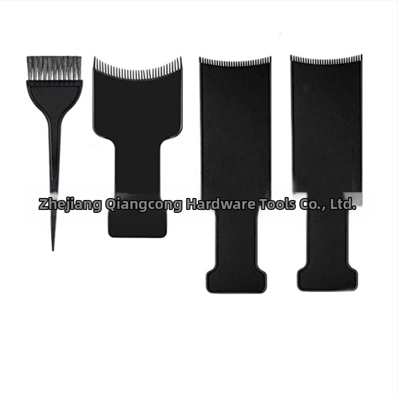 Plaukų dažymo rinkinys su plokščiomis ir retinimo žirklėmis (30 dantų), dažymo plokštė, šepetėlis, pirštinės, ausų apsauga ir šalikėlis; dantų skaičius 30, retinimo intervalas 25-30, svoris 350 g