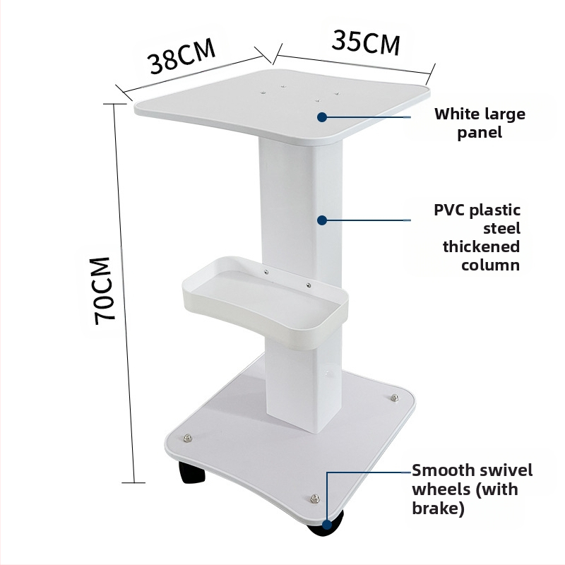 Stacionārs kosmētikas instrumentu trolis komerciālām salonām ar pamata uzglabāšanas plauktu, IPX0, bez iebūvētas baterijas