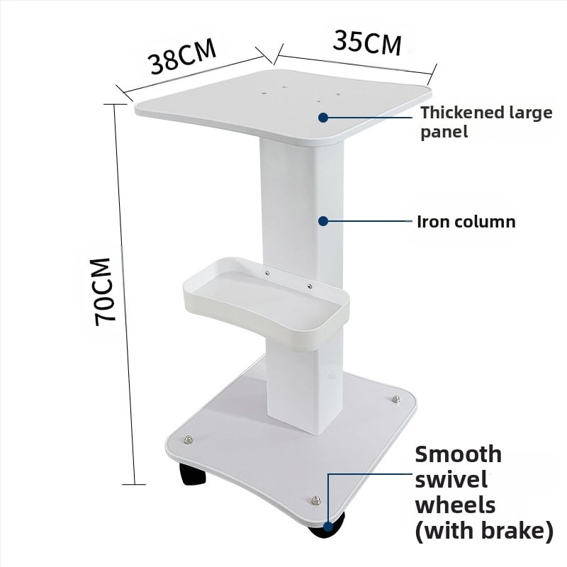 Stacionārs kosmētikas instrumentu trolis komerciālām salonām ar pamata uzglabāšanas plauktu, IPX0, bez iebūvētas baterijas