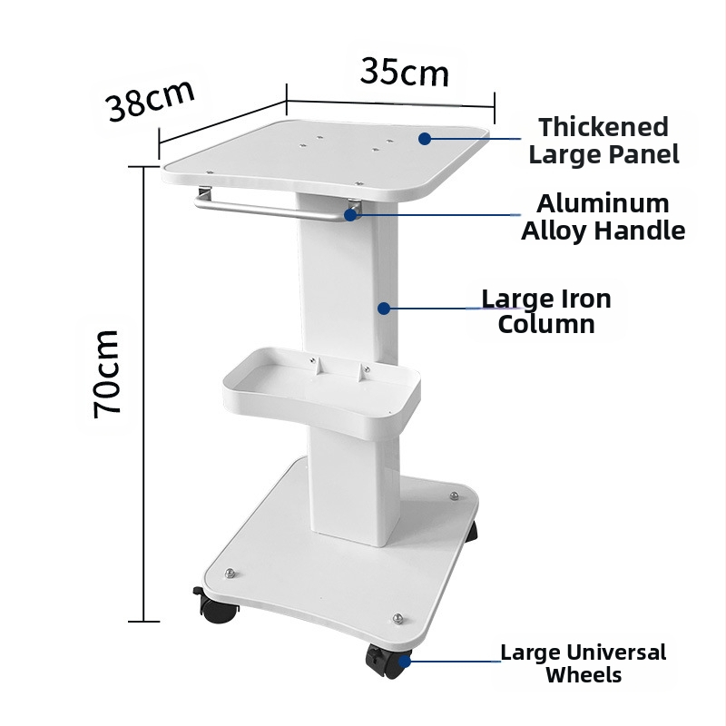 Stacionārs kosmētikas instrumentu trolis komerciālām salonām ar pamata uzglabāšanas plauktu, IPX0, bez iebūvētas baterijas