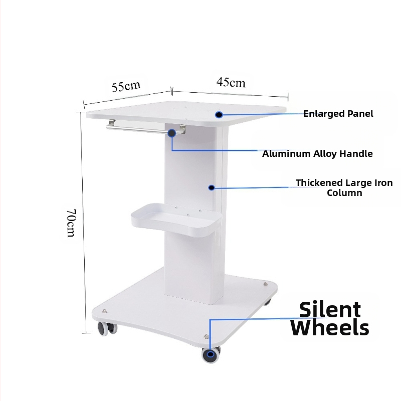 Stacionārs kosmētikas instrumentu trolis komerciālām salonām ar pamata uzglabāšanas plauktu, IPX0, bez iebūvētas baterijas