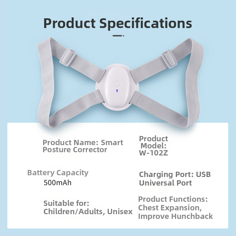 Neviditeľný korektor držania tela s inteligentným vibračným upozornením pre dospelých a študentov, Wochuan W-102Z, CE/ROHS