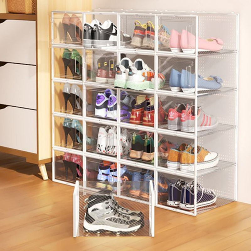 Cutie de depozitare pentru pantofi, pliabilă, transparentă, anti-praf (din PP plastic)