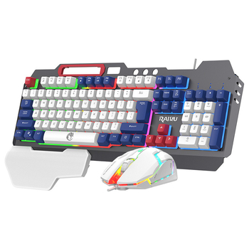 RAIKU T16 Метален комплект клавиатура и мишка за игри, жично USB свързване, 1000dpi