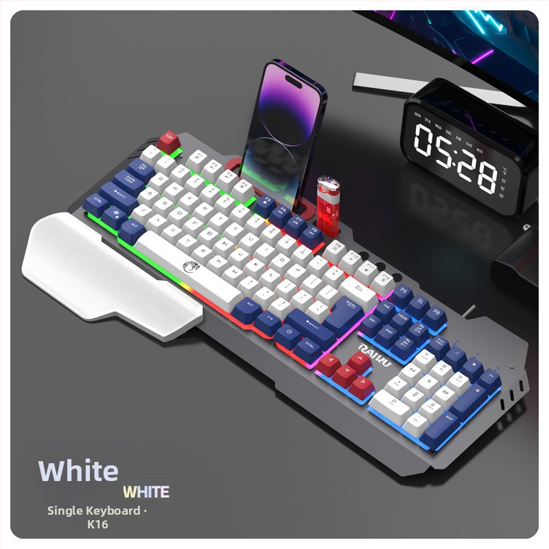 RAIKU T16 Метален комплект клавиатура и мишка за игри, жично USB свързване, 1000dpi
