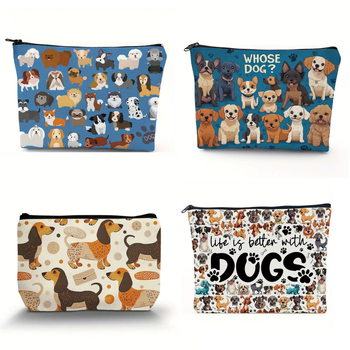 Sminktáska kölyökkutyás mintával, kézi fogantyúval, poliészter, vízálló, nőknek, mindennapi használatra