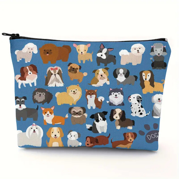 Τσαντάκι μακιγιάζ με τύπωμα σκύλου (κουτάβι), με χερούλι χειρός, πολυεστέρας, αδιάβροχο, για γυναίκες, καθημερινή χρήση