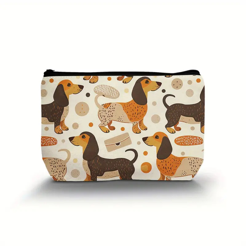 Sminktáska kölyökkutyás mintával, kézi fogantyúval, poliészter, vízálló, nőknek, mindennapi használatra