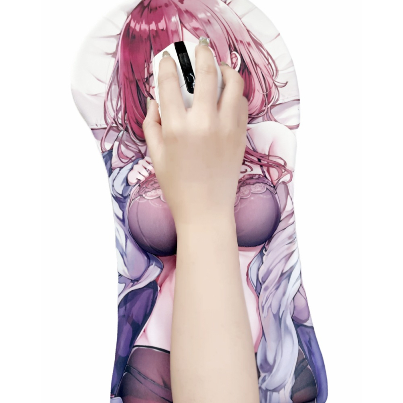 Silikoninis pelės kilimėlis su riešo atrama, animacijos stiliaus, vienpusis, OEM logotipas, biurui