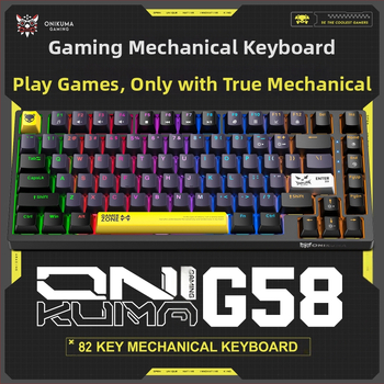 Onikuma G58 гейминг клавиатура, кабелна, RGB подсветка, до 87 клавиша, водоустойчива, механични превключватели