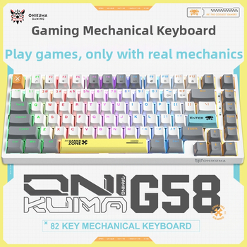 Onikuma G58 гейминг клавиатура, кабелна, RGB подсветка, до 87 клавиша, водоустойчива, механични превключватели