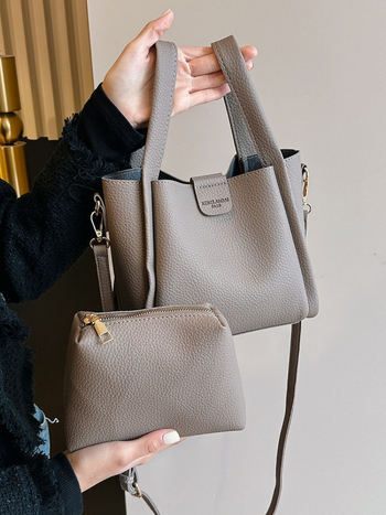 Чанта тип кофа PU, уличен стил, цип и PU подплата