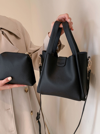 Чанта тип кофа PU, уличен стил, цип и PU подплата