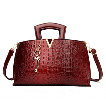Τσάντα Kelly από PU με μοτίβο κροκόδειλου, με φερμουάρ, εσωτερικές τσέπες: τσέπη με φερμουάρ, θήκη τηλεφώνου και ID