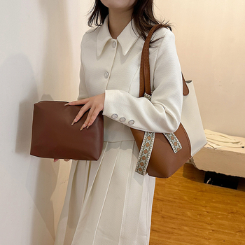 Τσάντα PU, στυλ δρόμου, μικρή τετράγωνη τσάντα, οριζόντιο τετράγωνο σχήμα, διπλοί ιμάντες