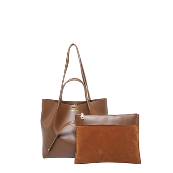 Чанта Tote от PU кожа, хоризонтално квадратна форма, отваряне с кука, джоб със цип в стил „сэндвич“ и вътрешна преграда — градски минимализъм.