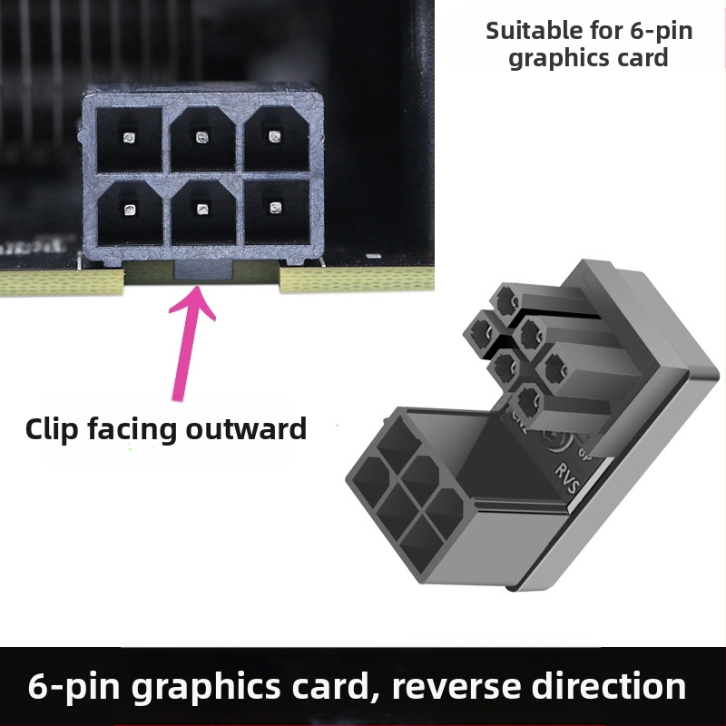 Συνδετήρας τροφοδοσίας GPU με 180° στροφή ATX 6PIN/8PIN, Moonlight μοντέλο, ABS υλικό, αντιολισθητικός σχεδιασμός