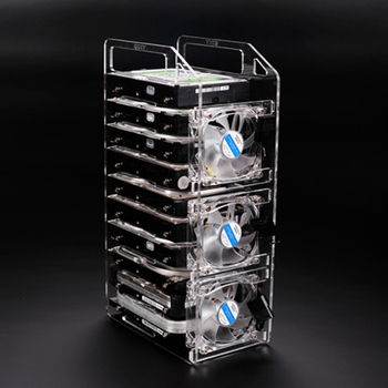 Ακρυλικός επιτραπέζιος εξωτερικός κλωβός HDD με διαφανές περίβλημα και ταψί