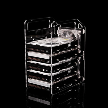 Ακρυλικός επιτραπέζιος εξωτερικός κλωβός HDD με διαφανές περίβλημα και ταψί
