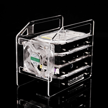 Ακρυλικός επιτραπέζιος εξωτερικός κλωβός HDD με διαφανές περίβλημα και ταψί