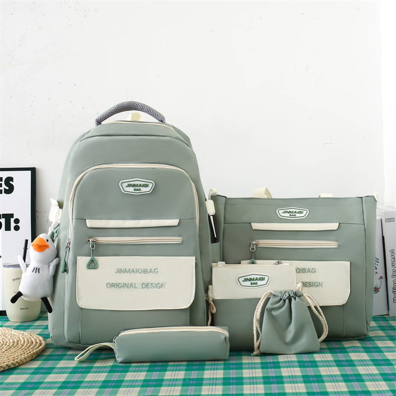 Školski ruksak – Višedijelni komplet za učenike, lagani najlon ruksak za kampus s jastučićem zraka na remenima, prozračan, vodootporan, olakšava nošenje