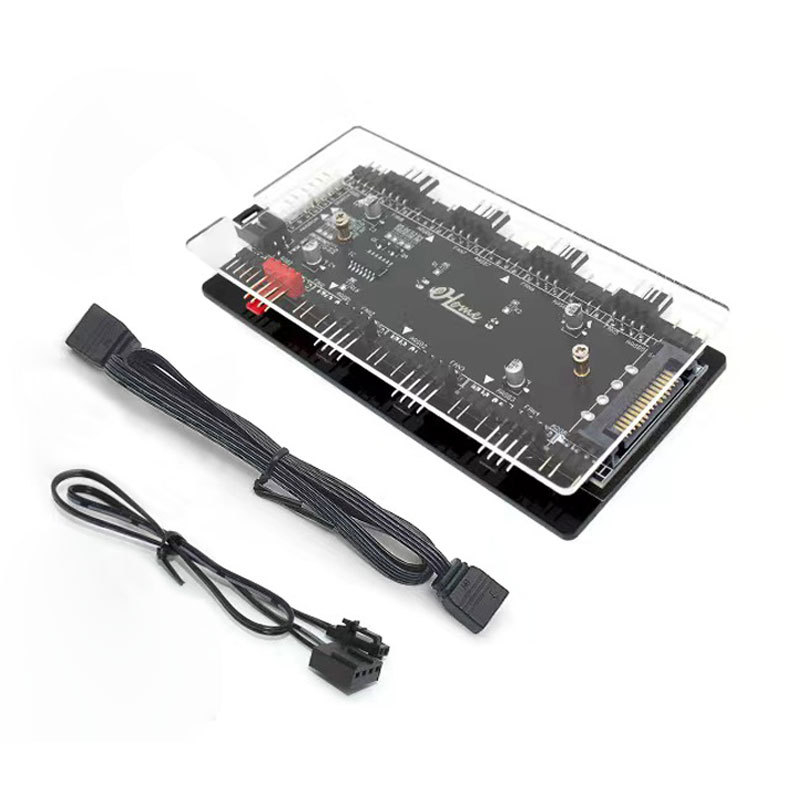 Хъб за вентилатори на корпуса, 11-канален ARGB 5V/3Pin, PWM контрол на температурата, синхронно осветление