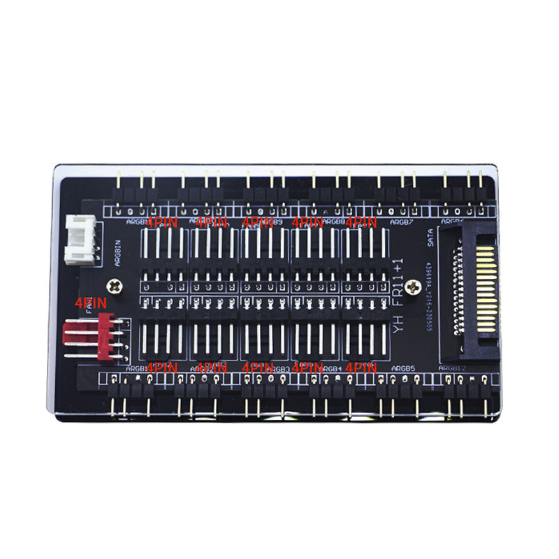 Хъб за вентилатори на корпуса, 11-канален ARGB 5V/3Pin, PWM контрол на температурата, синхронно осветление