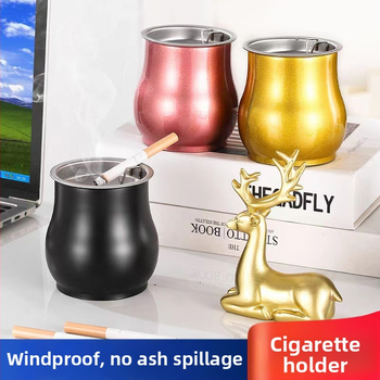 Nerūdijančio plieno cilindro peleninė, matinė apdaila, atspari kritimui, vėjo atspari, su laikymo funkcija